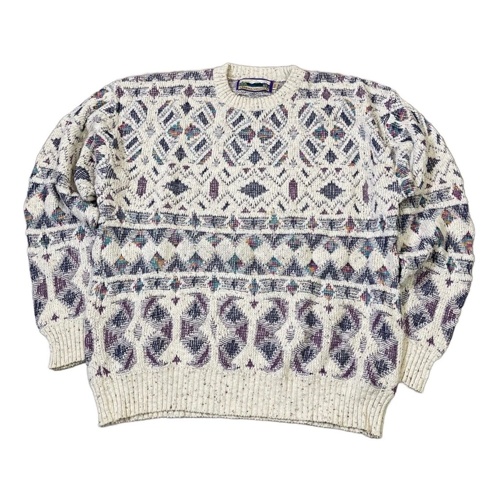 Vintage Shenandoah Knit Sweater Mens Large Geometric Pattern Made in USA